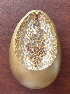 NWOT Mosiac Glass/metal Egg Wall Decor Art Tea Light Holder-Bohemian; 7”T